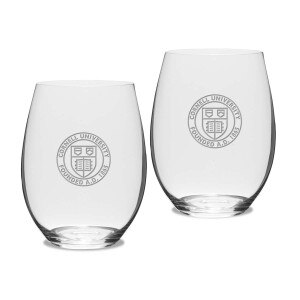 Custom Cornell Seal Riedel Stemless Wine Glass Set